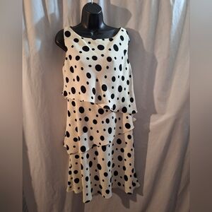 S.L. Fashions Black and White Asymmetrical Cocktail Dress